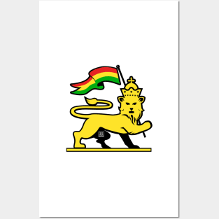 Lion Of Judah Rasta Emblem With Flag Posters and Art